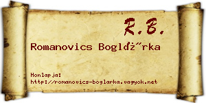 Romanovics Boglárka névjegykártya